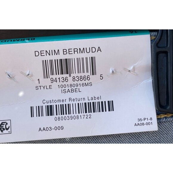 Style & Co. Womens Raw Edge Bermuda Denim Shorts Size 16 Midrise Slimming Pocket - Picture 6 of 6